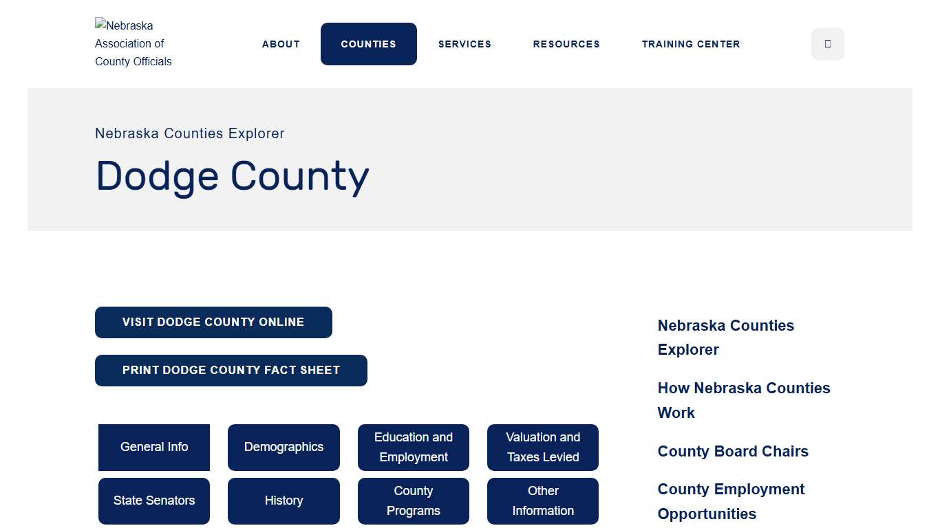 Dodge County : Nebraska Counties Explorer : Counties : Nebraska Association of County Officials