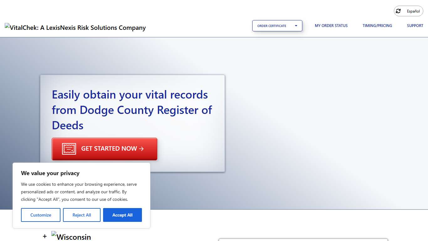 Dodge County Register of Deeds (WI) Order Certificates - VitalChek